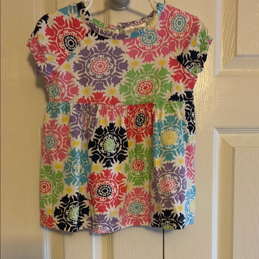 Hanna Andersson Multicolored Floral Short Sleeve Tee Dress